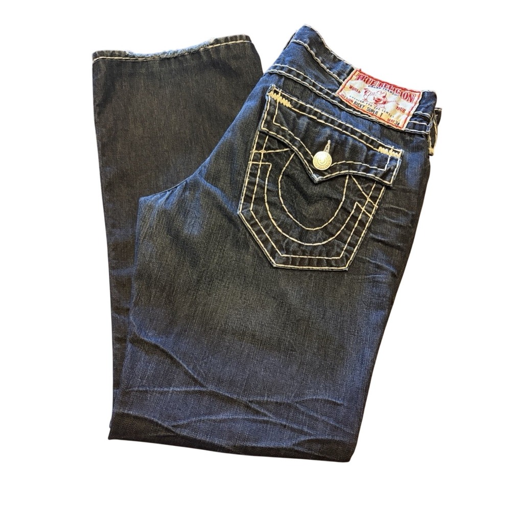 True Religion Ricky Super T Straight Fit Denim Jeans Men's 38x31 *Read
